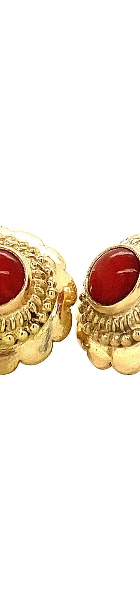 Vintage 14K Gold Stud Earrings with Red Coral